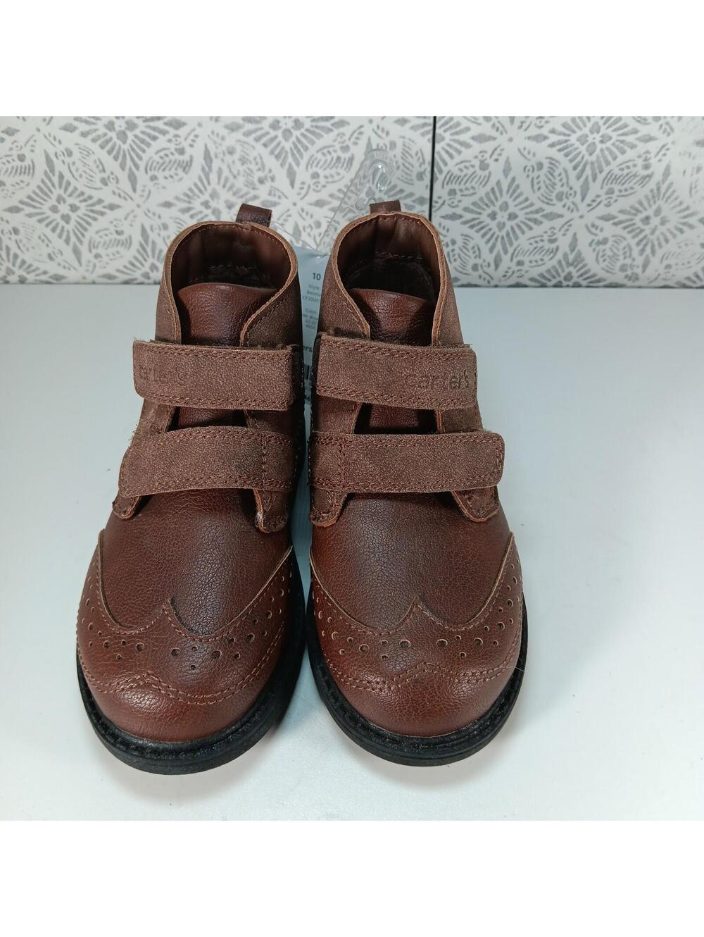 Carter's Boys Bennie Brown Wing tip Boots Faux Leather and Suede Size 10M New